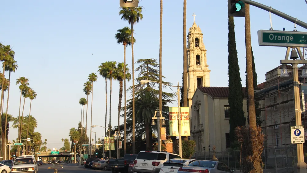 Downtown Riverside, California along Mission Inn Avenue